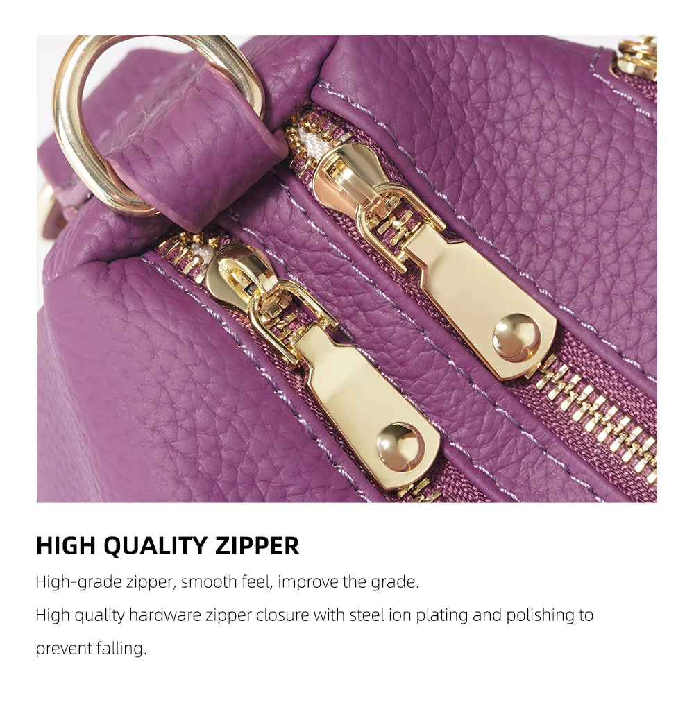 Genuine Leather Pillow Handbag – Simple High-Quality Small Shoulder & Crossbody Bag for Women