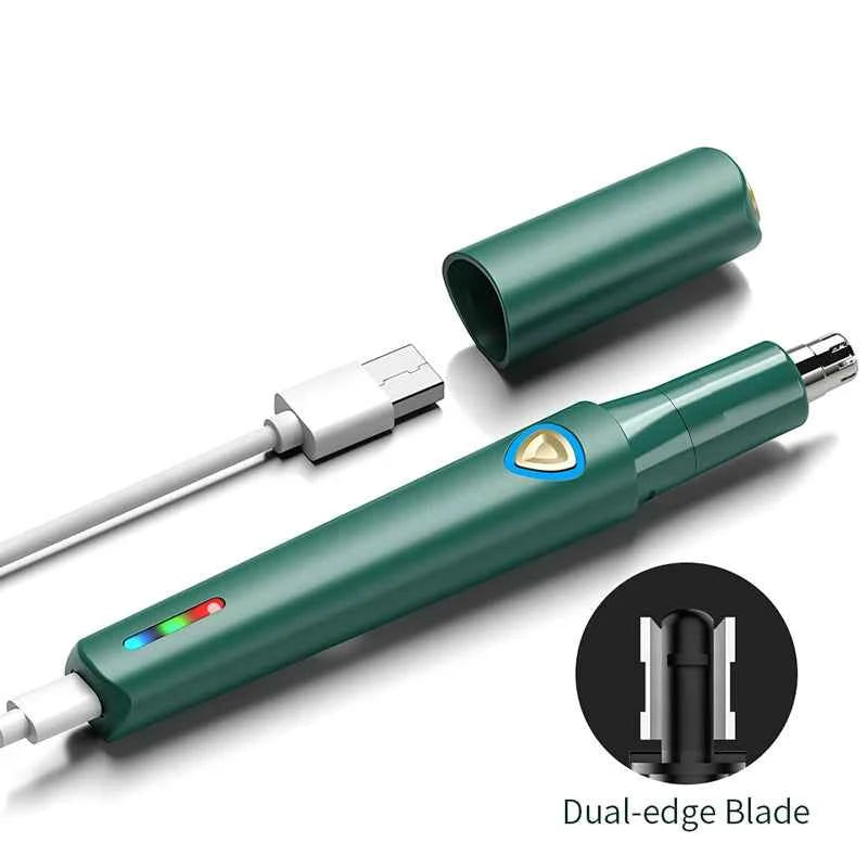 Professional Rechargeable Precision Trimmer – Aluminum Alloy Dual Edge Blade System for Painless Nose & Ear Grooming