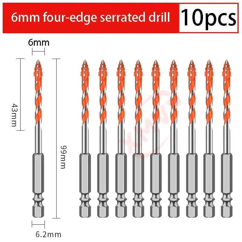 Four Edge Serrated Eccentric Drill Bit Set & High Hardness Multi Material Dry Drilling Bits