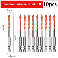 Four Edge Serrated Eccentric Drill Bit Set & High Hardness Multi Material Dry Drilling Bits