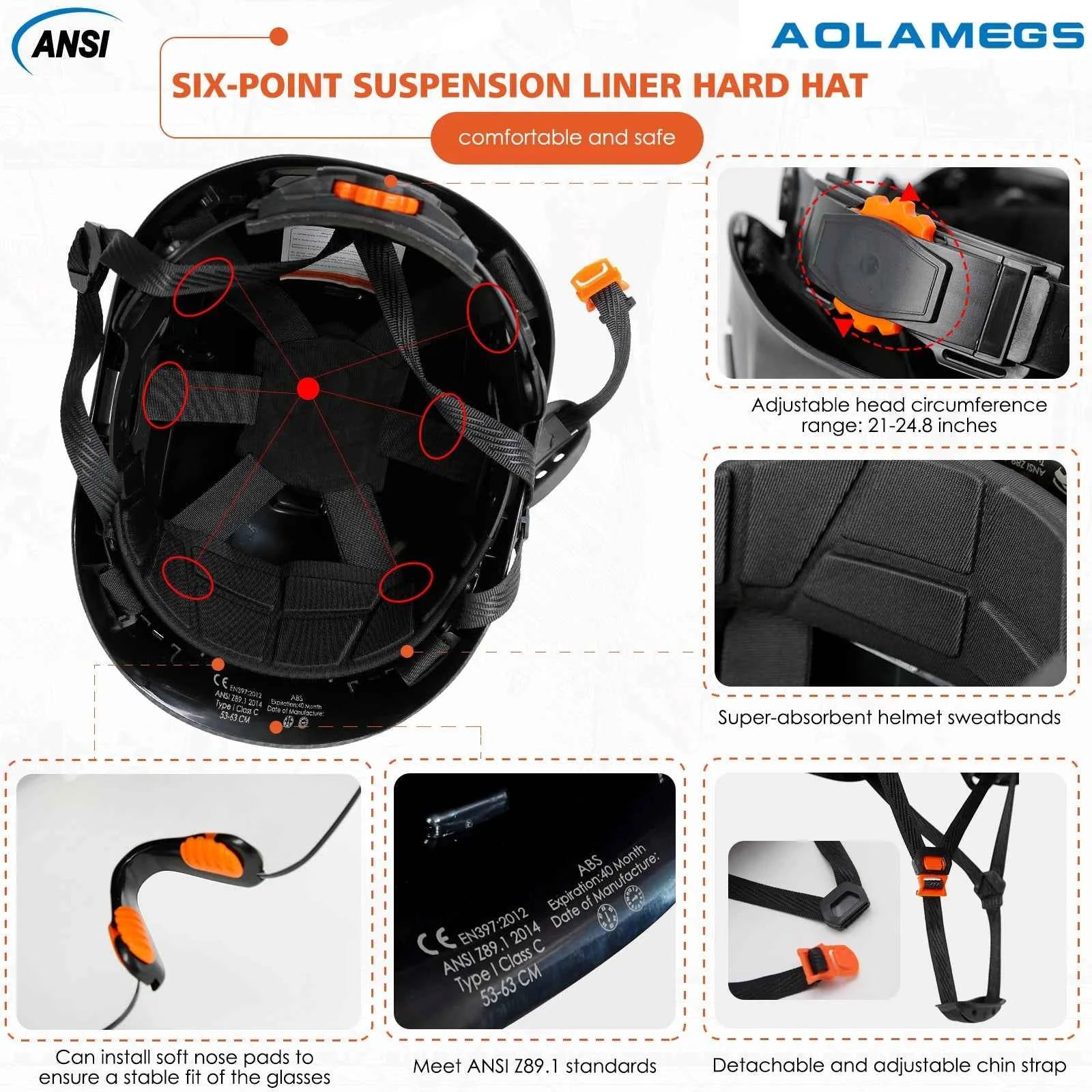 Construction safety helmet with headlamp and reflective stickers – image 5