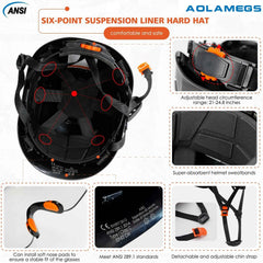 Construction safety helmet with headlamp and reflective stickers – image 5