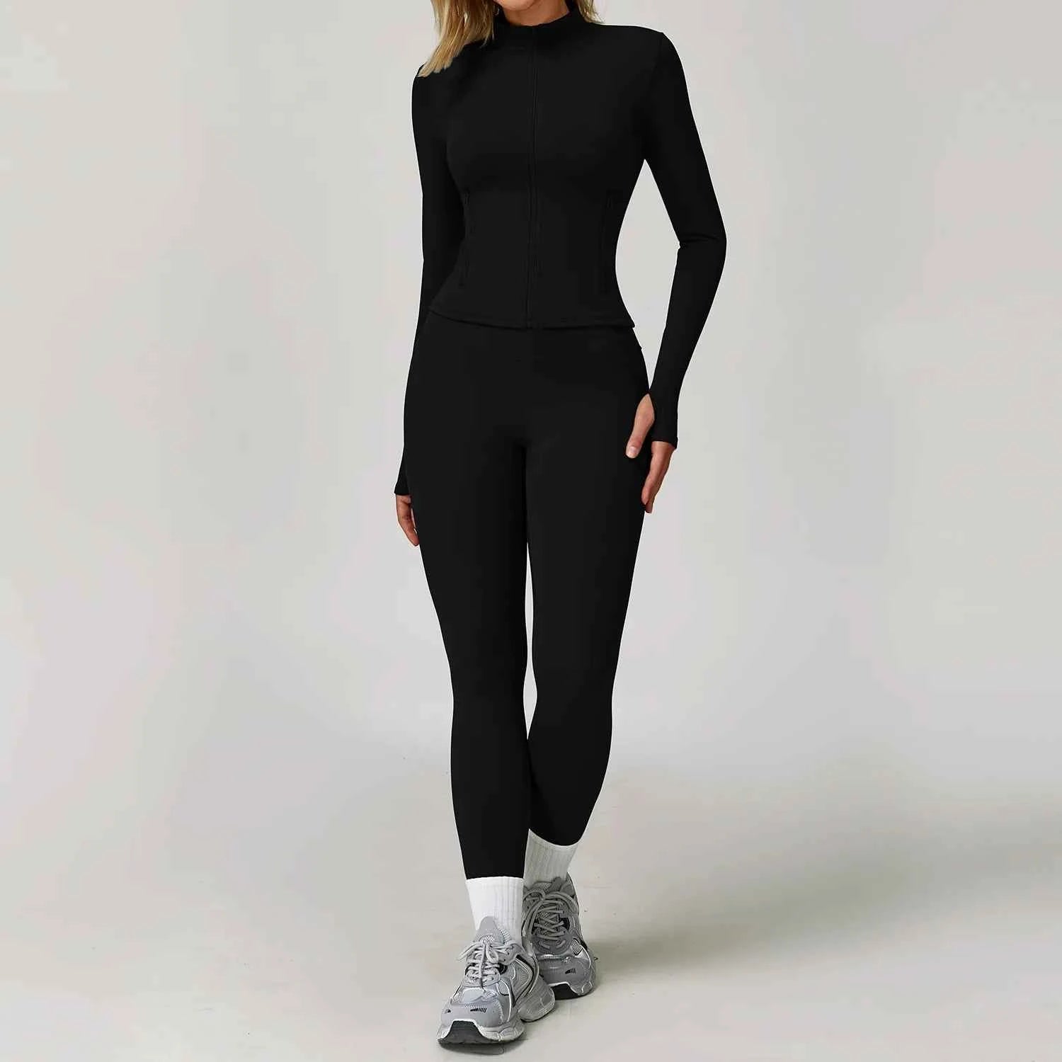 Women's 2/3-Piece Long Sleeve Yoga Suit | Sports Bra Running Workout Gym Tracksuit Athletic Wear