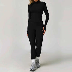 Women's 2/3-Piece Long Sleeve Yoga Suit | Sports Bra Running Workout Gym Tracksuit Athletic Wear