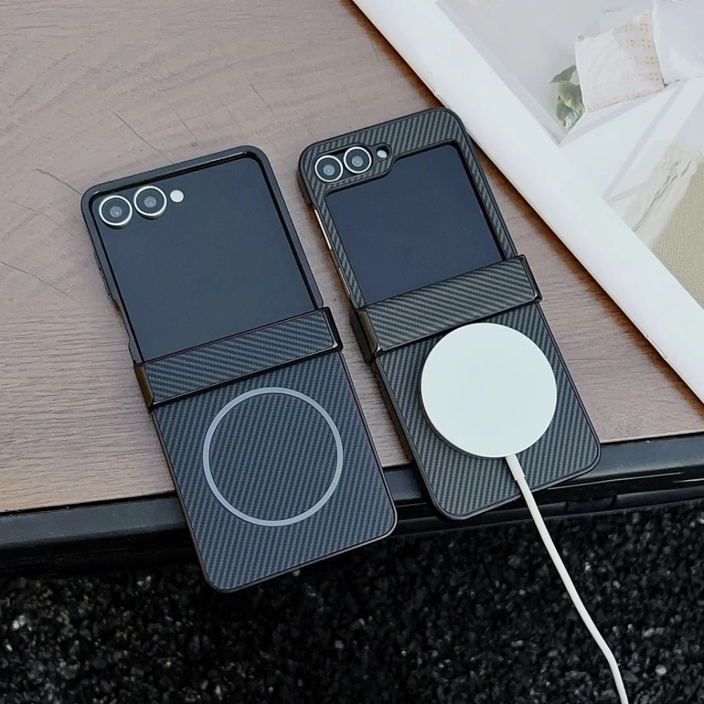 Magsafe Carbon Fiber Pattern Case Samsung Galaxy Z Flip Series by Snagg A Phone Case