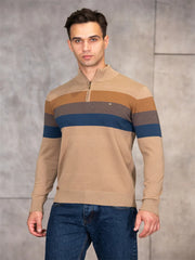 Men’s Patchwork Cotton Pullover | 2026 Winter Fashion Mock-Neck Sweater