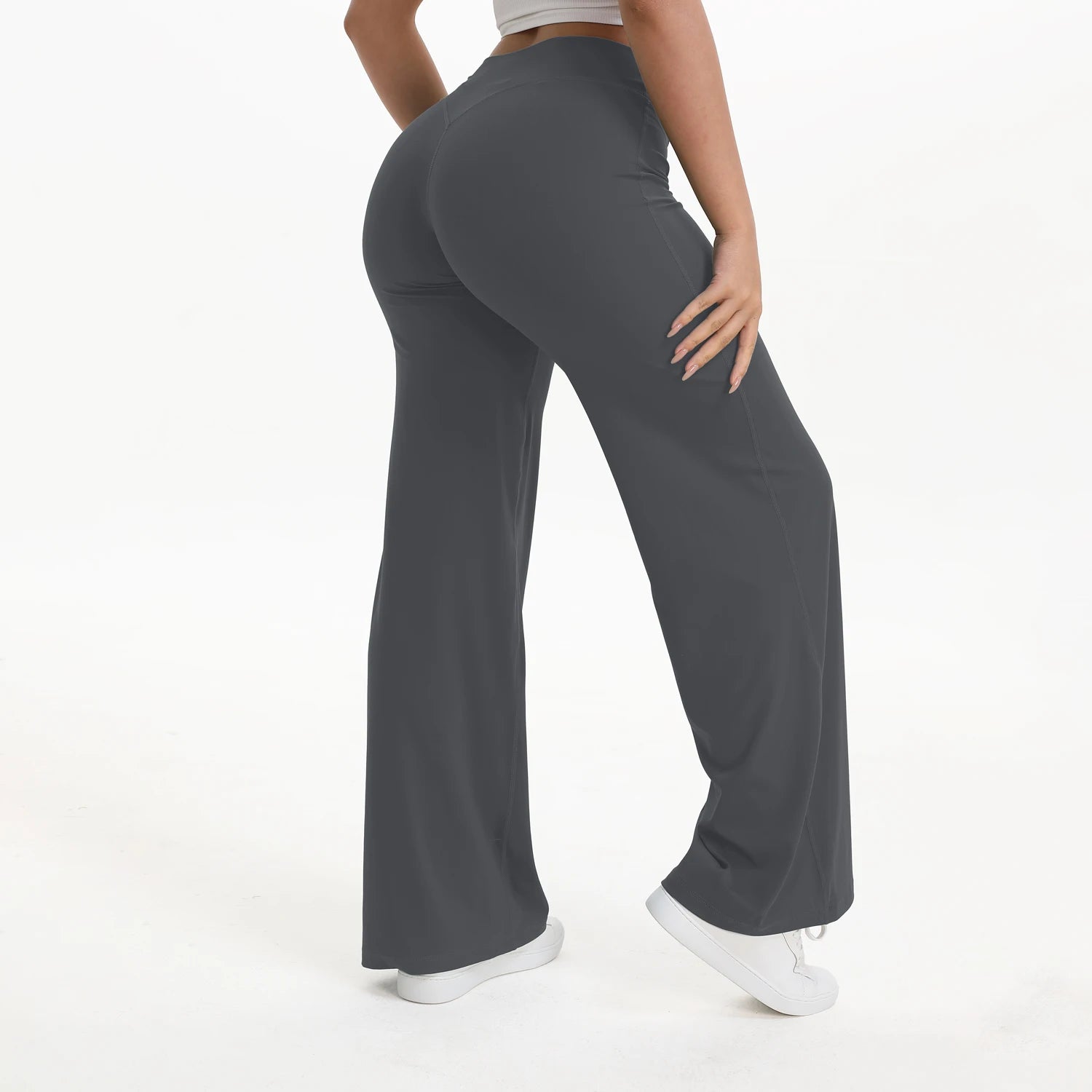 Women's Straight Leg Yoga Pants | Mid-Waist Naked-Feel Pilates Running Gym Leggings Sports Trousers