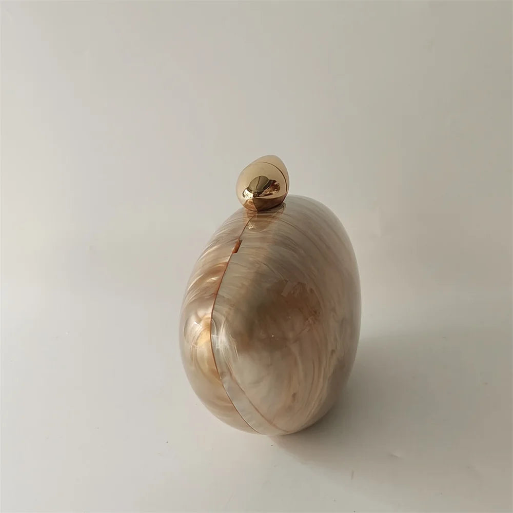 Pearl Brown Marble Acrylic Box Clutch by Snagg It Purses