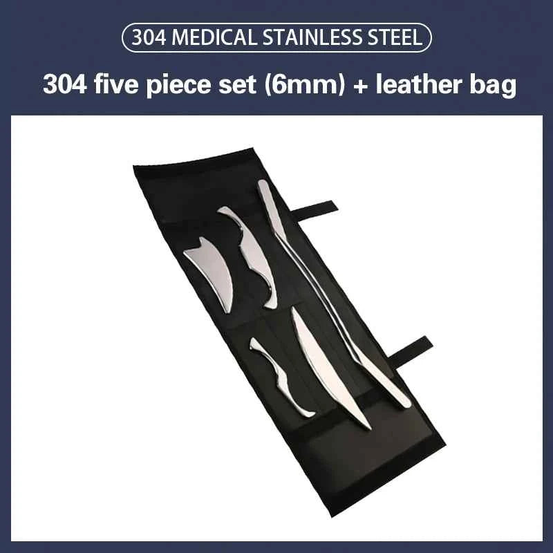 304 Stainless Steel IASTM Gua Sha Set – 5-Piece Fascia Scraper & Muscle Recovery Kit