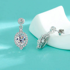 1.5CT Oval Moissanite Drop Earrings - SnaggIt