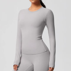 Women's Long Sleeve Yoga Shirt | Push-Up Gym Workout Top Dry-Fit Breathable High Elastic Sports