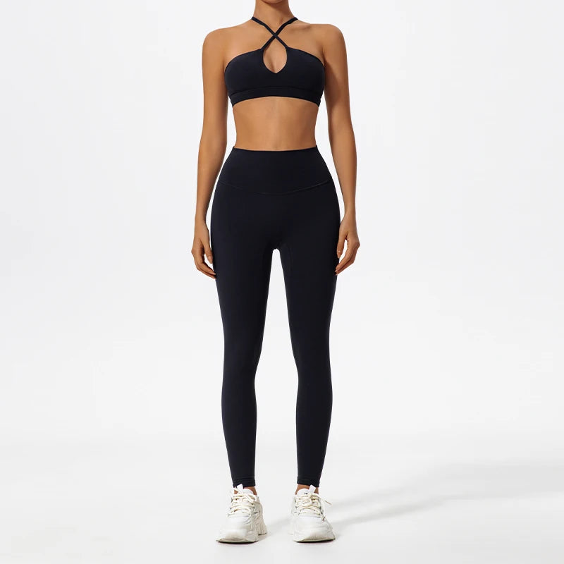Women's 2-Piece Ultra-Soft Long Sleeve Gym Set | Sports Bra Yoga Running Workout Suit Activewear