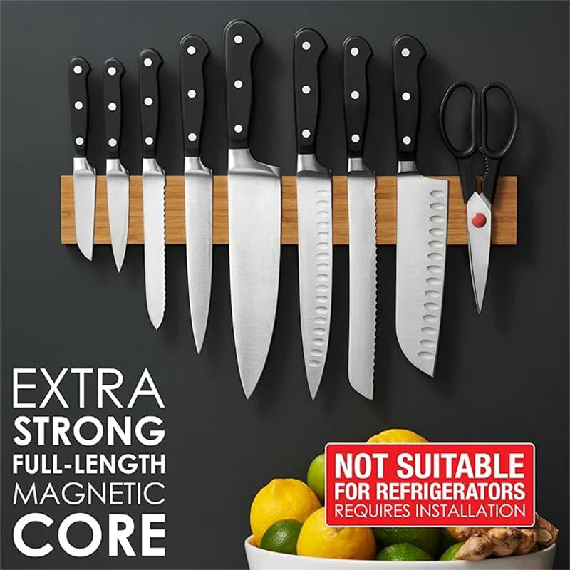 16-Inch Bamboo Magnetic Knife Holder by Snagg A Rack
