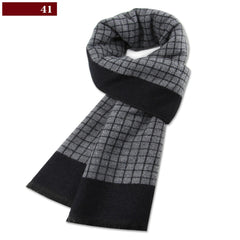 Men’s Luxury Wool Scarf — Cashmere Silk Blend Winter Plaid Shawl
