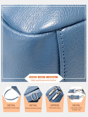 Cowhide Leather Multi-Pocket Crossbody Handbag – Fashion Shoulder & Commuter Shopper Bag for Women