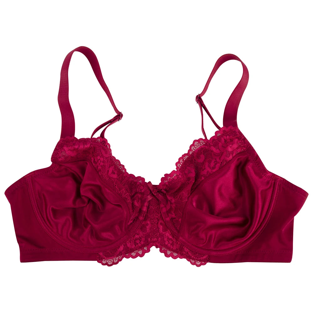 Floral Lace Minimizer T-Shirt Bra | Underwire Full Coverage Non-Padded Unlined