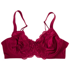 Floral Lace Minimizer T-Shirt Bra | Underwire Full Coverage Non-Padded Unlined