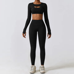Women's 2/3-Piece Yoga Suit | Fitness Bra Crop Top Long Sleeve Gym Legging Athletic Sportswear