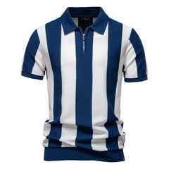 Men's Striped Contrast Panel Polo | 2026 Summer Social Casual Essential