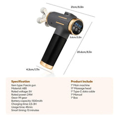 11 in 1 Fascia Massage Gun – 99 Level Deep Tissue Muscle Recovery Device