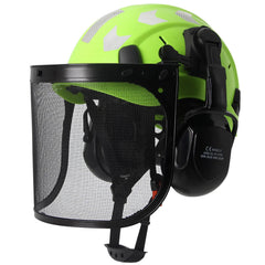 Forestry safety helmet with full face mesh shield and earmuffs – image 8