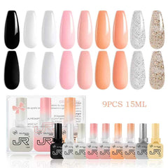 9pcs 15ml gel nail polish set Including Red Pink Nude - 10 Variants
