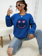 Leopard Happy Face Womens Sweatshirt Print Streetwear