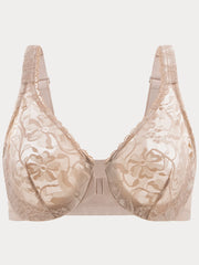 Plus Size Front Closure Racerback Bra | Stretch Lace Underwire Full Coverage