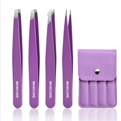 Professional 4 Pieces Precision Tweezer Set – Stainless Steel Grooming & Extension Kit