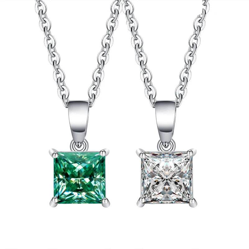 1–2CT Square Moissanite Pendant Necklace - SnaggIt