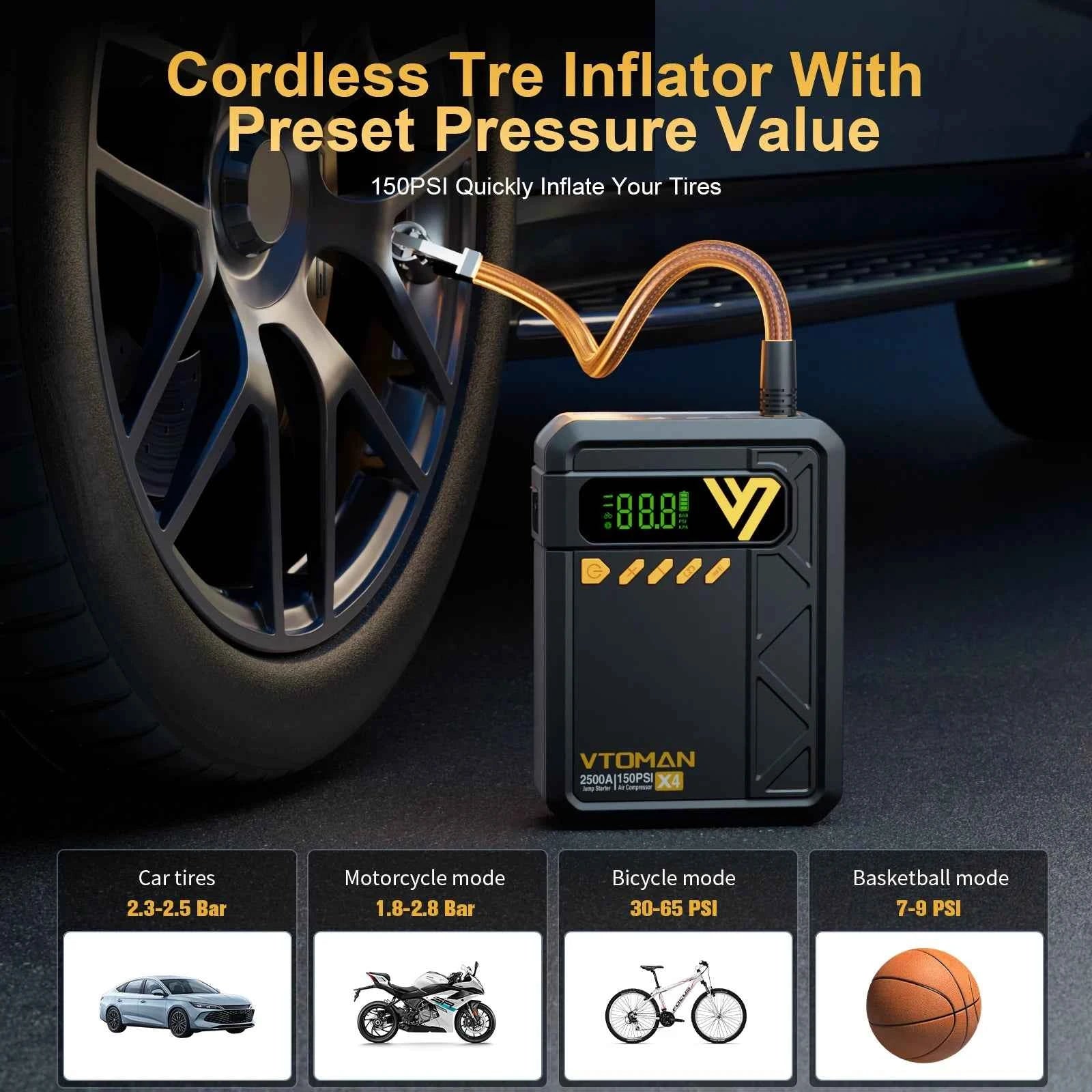 12V car jump starter with tyre inflator – image 3