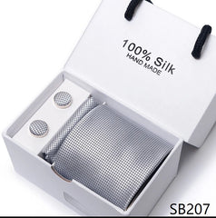 Solid Colour Necktie with Matching Handkerchief & Cufflinks - SB207 - Others In Fashion