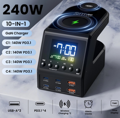 240W GaN Charger Station 4×140W PD3.1 USB Type C by Snagg A Charging Station
