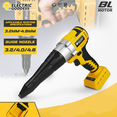 Brushless Electric Rivet Gun Cordless 3.2-4.8mm Automatic Riveting Power Tool for Dewalt 20V Battery