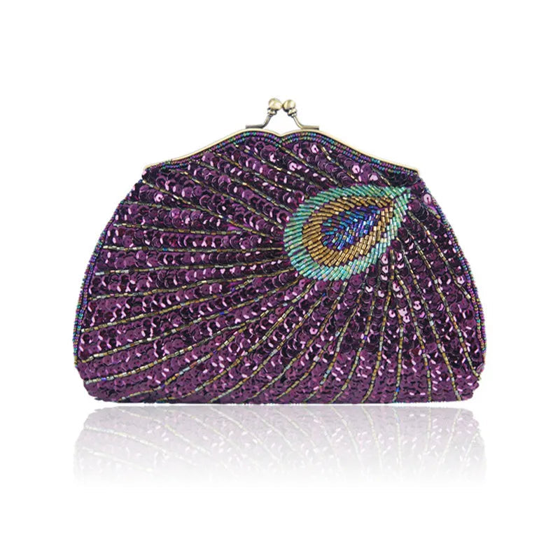 Retro Beaded Peacock Evening Purse by Snagg It Purses