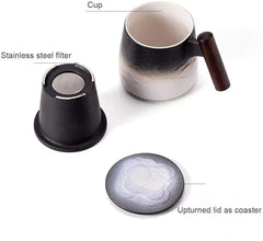 Ceramic Tea Mug with Wooden Handle by Snagg A Cup