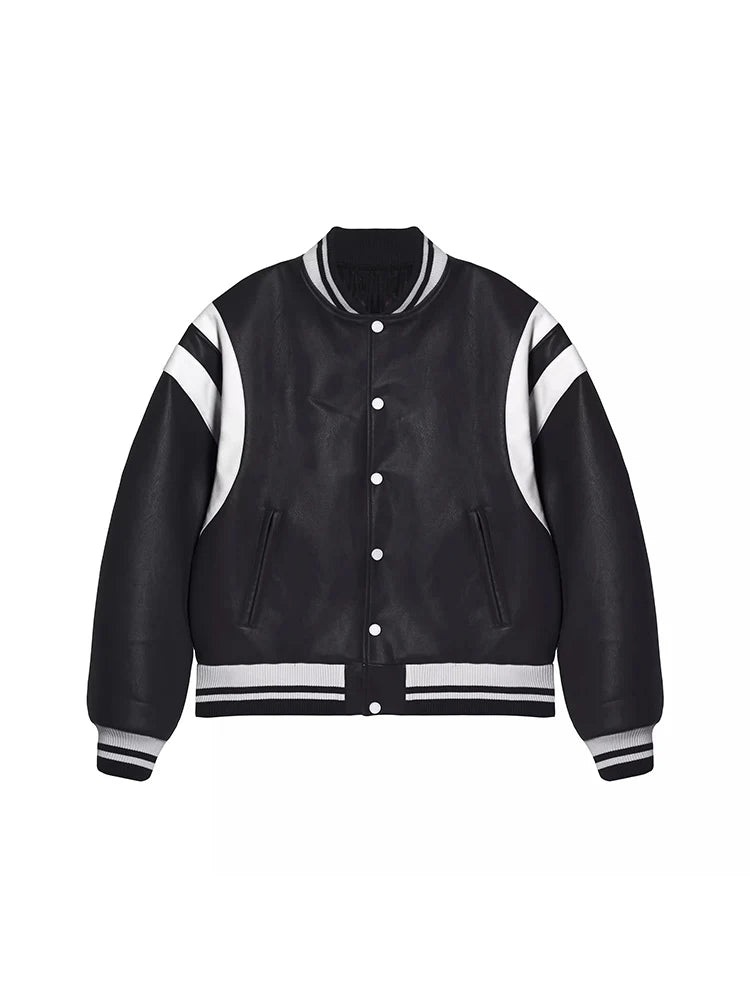 Purple & White Patchwork PU Bomber Jacket by Snagg A Jacket