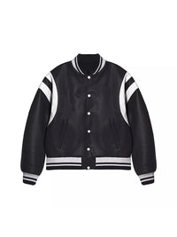 Purple & White Patchwork PU Bomber Jacket by Snagg A Jacket