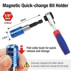1/4" Mini Ratchet Wrench & 41-Piece Screwdriver Bit Set – Hex Torque Quick-Release Handle Repair Tool
