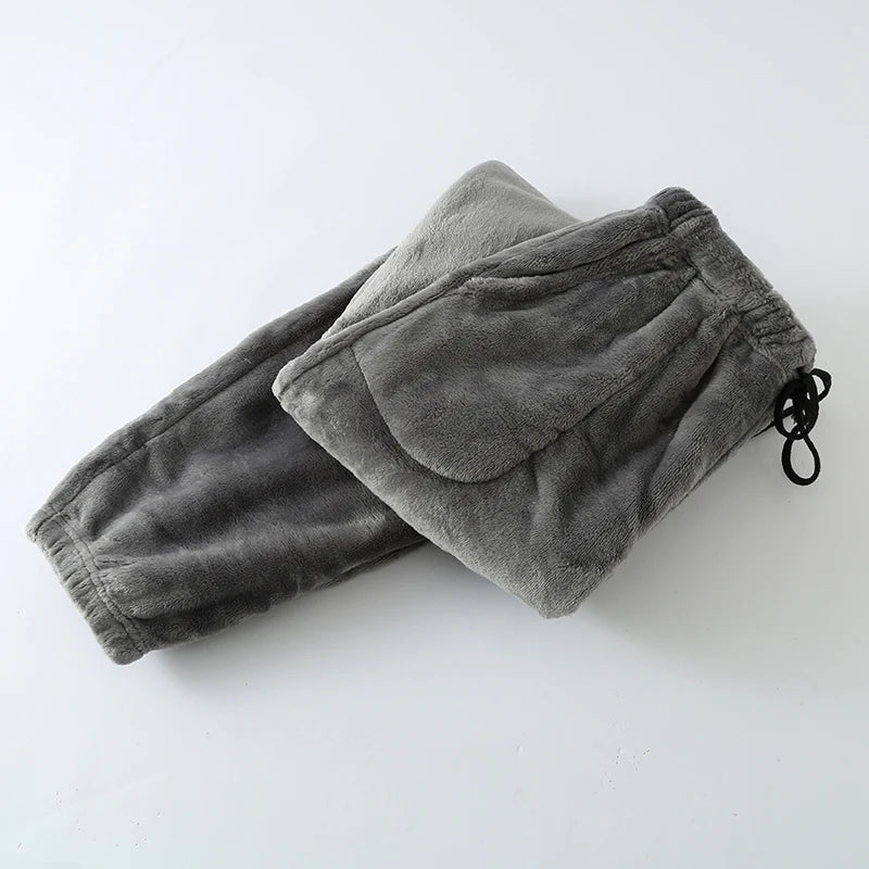 Men's Thickened Flannel Sleep Pants | Winter Loose High Waist Straight Leg Coral Velvet Fleece