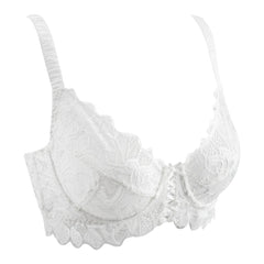 Plus Size Lace Mesh Bra | Underwire Push Up Full Coverage Unpadded