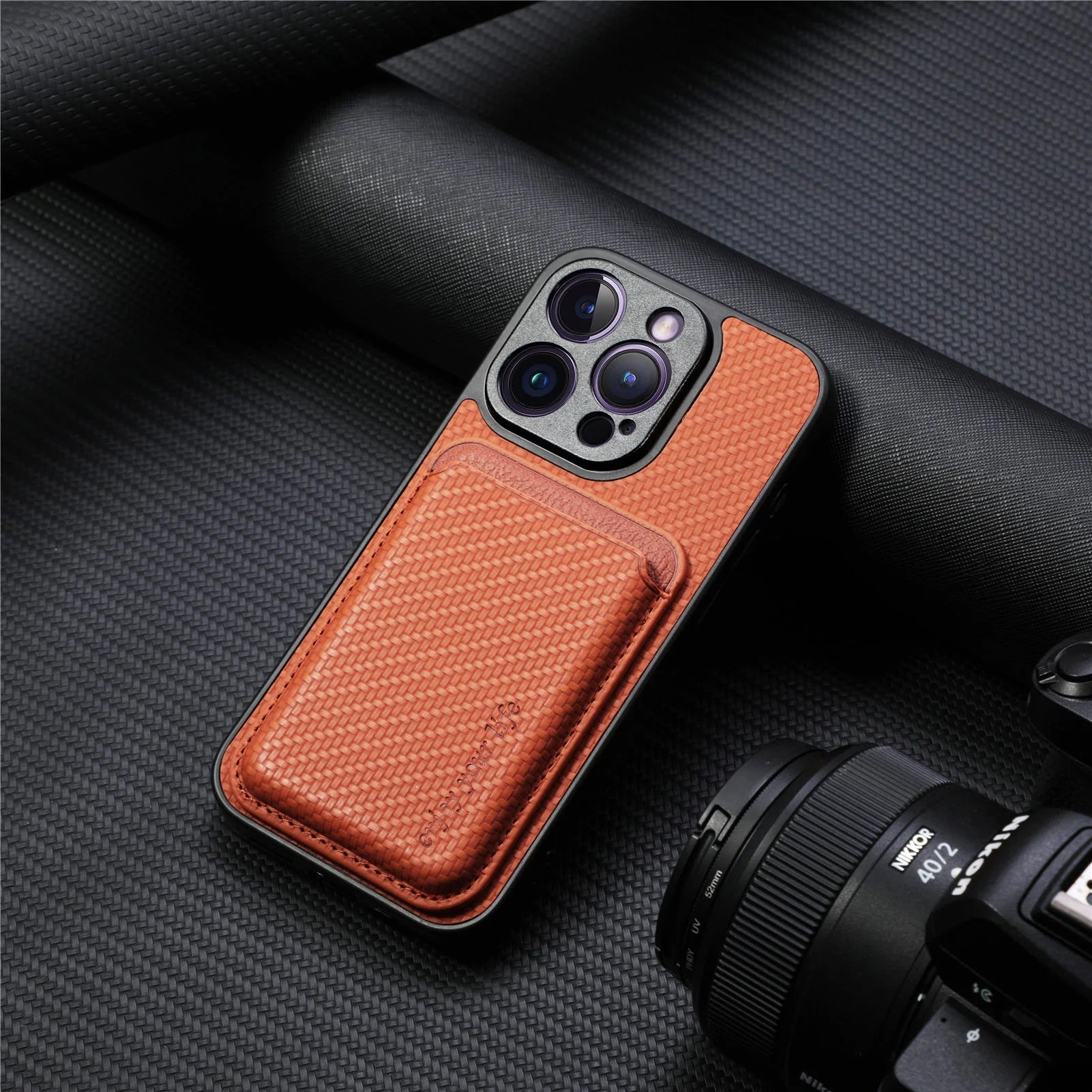 Carbon Fiber Style PU Leather MagSafe Case for iPhone 17 Air / Series (LM2) by Snagg A Phone Case