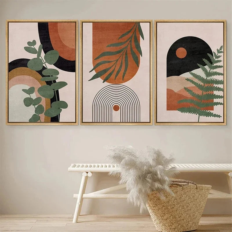 3-Piece Desert & Palm Leaf Abstract Wall Art by Snagg A Print