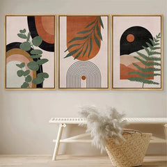 3-Piece Desert & Palm Leaf Abstract Wall Art by Snagg A Print