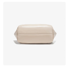 Ruched Genuine Leather Small Satchel