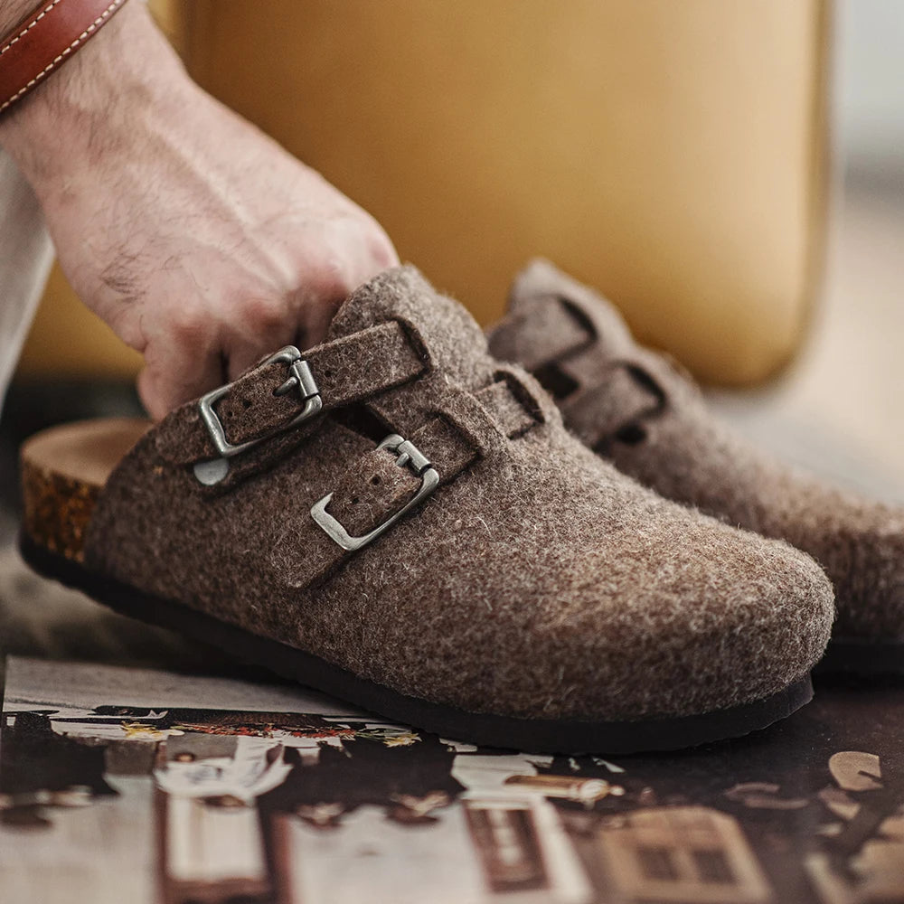 Vintage Wool Felt Mules – Men’s Autumn/Winter Slip-On Slippers by Snagg A Slipper