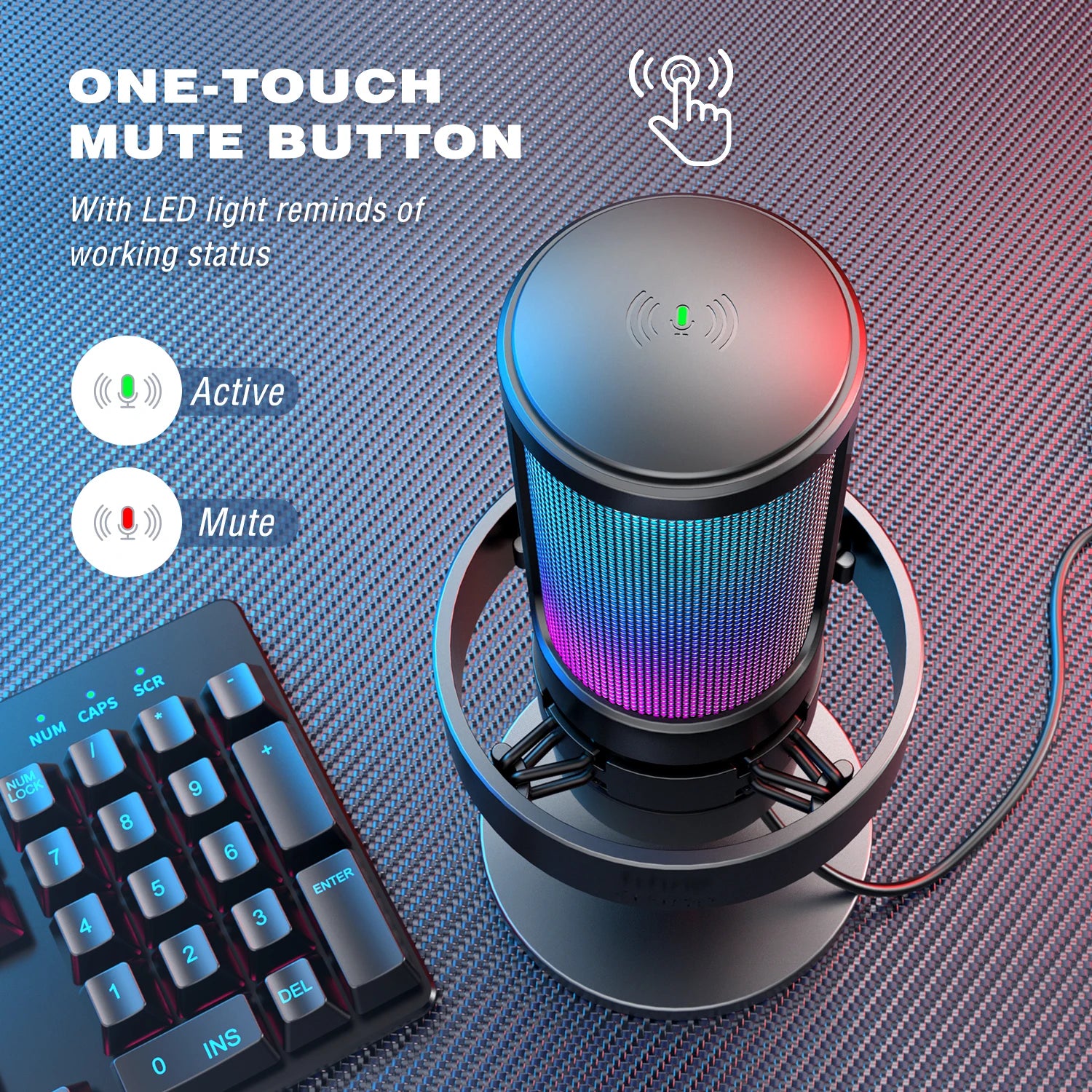 USB Condenser Microphone – RGB Mic with Touch Mute Button & Headphone Output by Snagg A Microphone