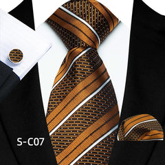 Luxury Business Tie Set — 8cm Men’s Formal Striped Necktie with Matching Accessories