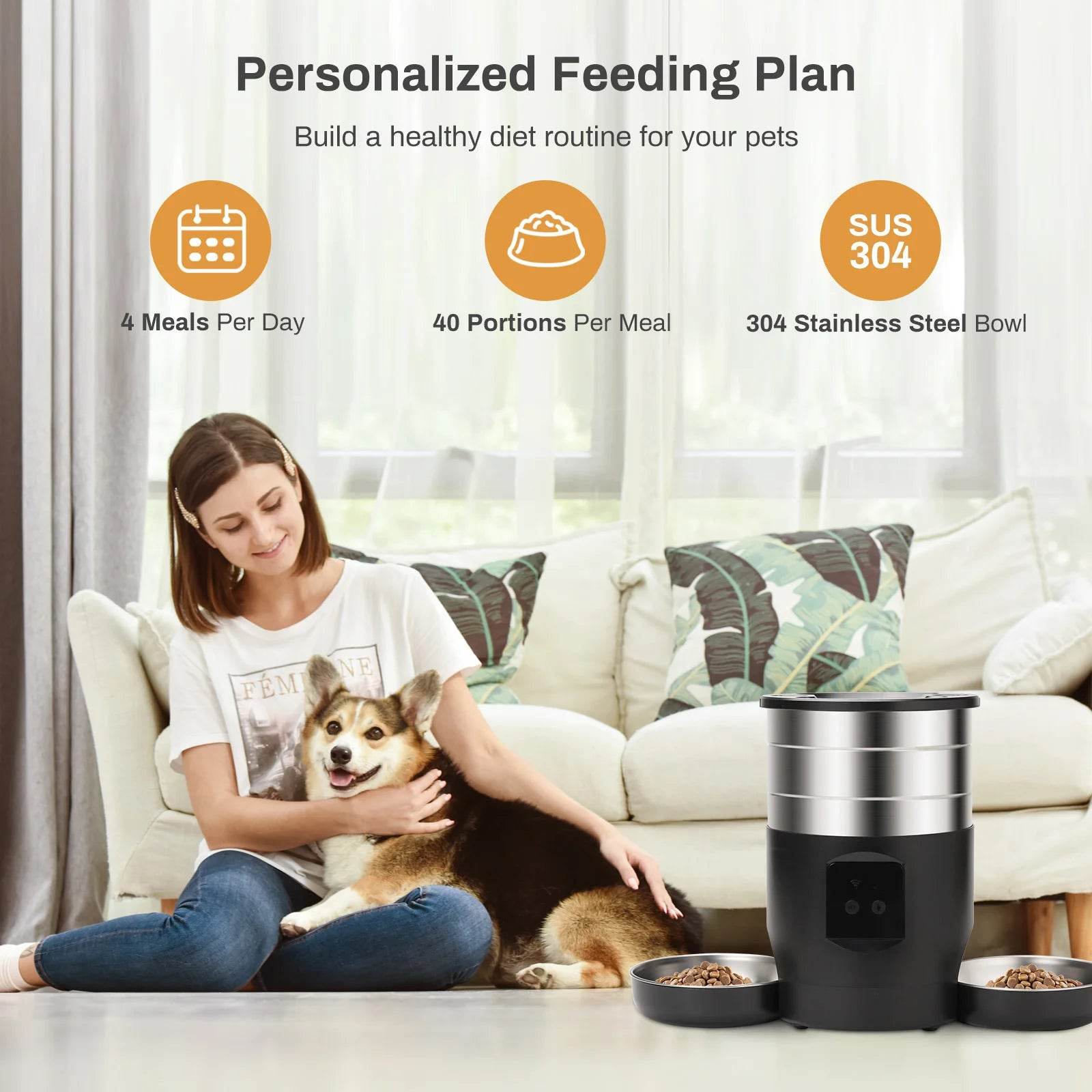 4.5L Automatic Cat Feeder with WiFi & Button Control - SnaggIt