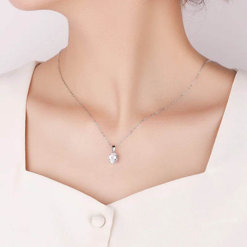 1–2CT Oval Moissanite Pendant Necklace - SnaggIt